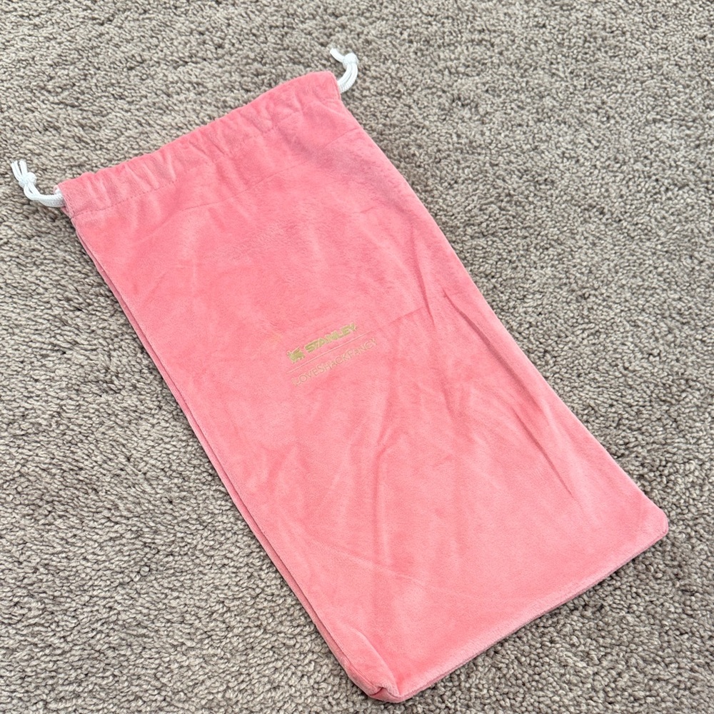 Stanley X LoveShackFancy Pink Drawstring Bag for Stanley quencher bottle